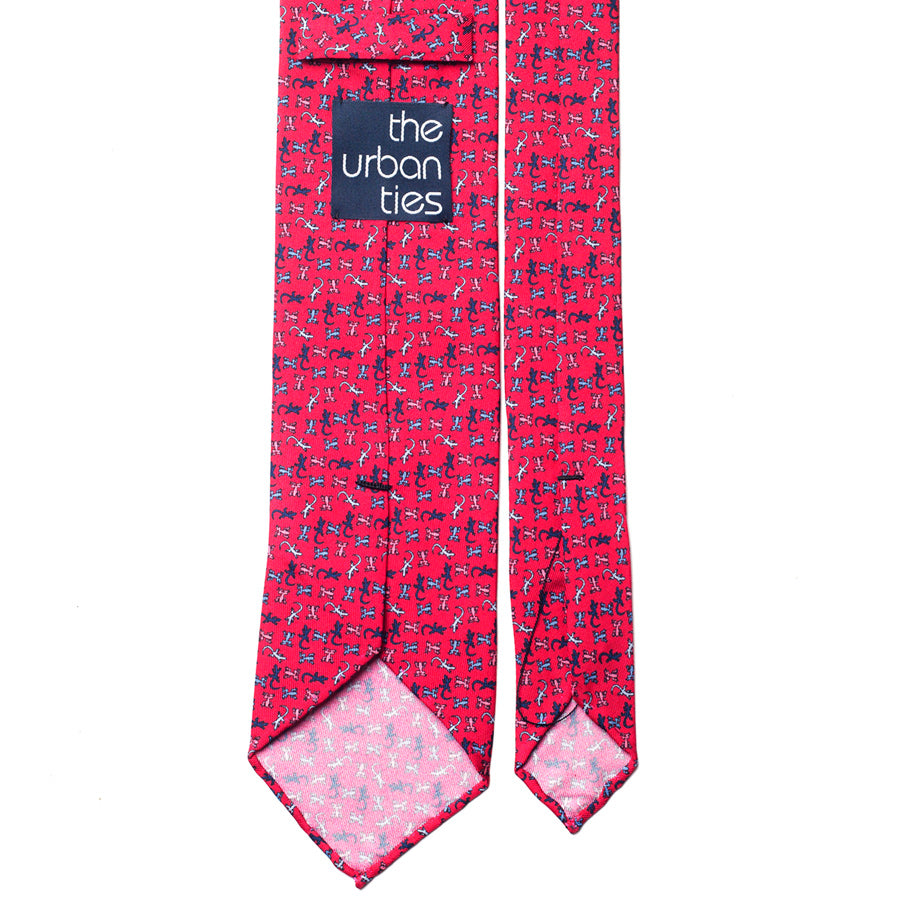 GECKO MICROPATTERN PRINT SILK TIE