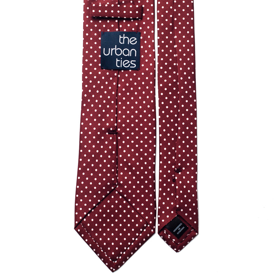 polka dot silk tie – burgundy & ivory – reverse view