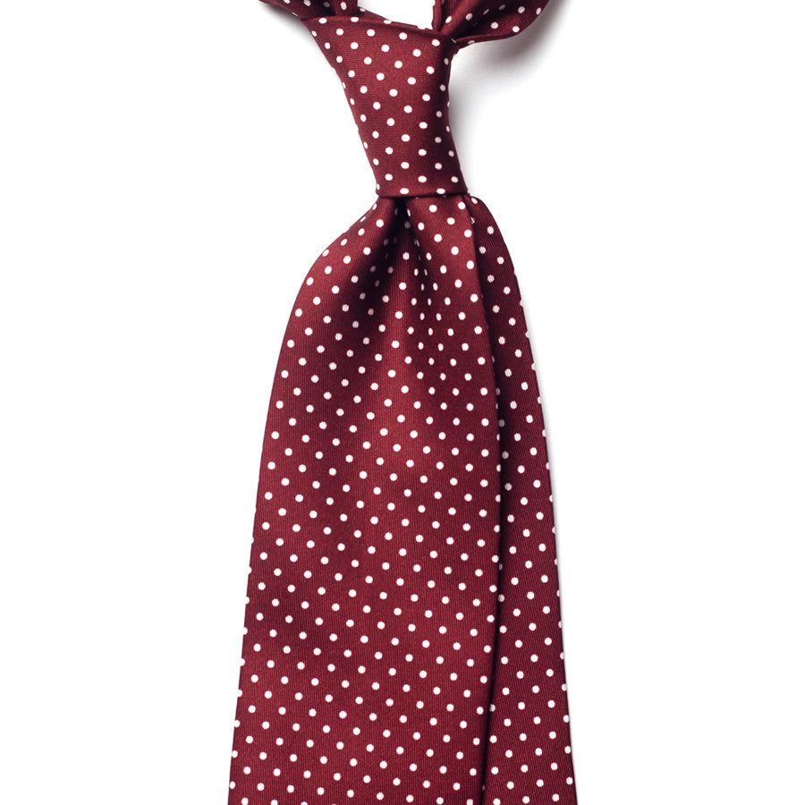 polka dot silk tie – burgundy & ivory – front view