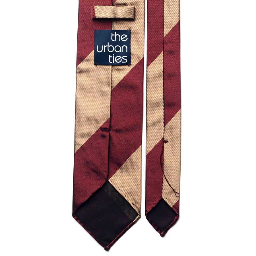 repp stripe silk tie – burgundy & beige – reverse view