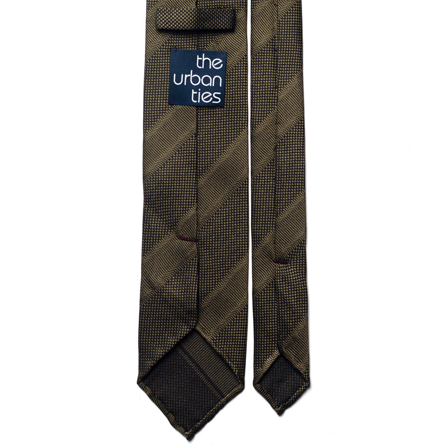 repp stripe silk tie – olive & brown – reverse view