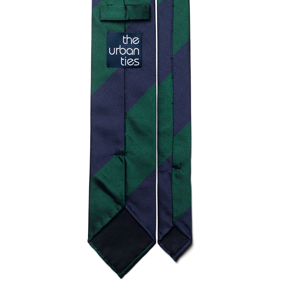 repp stripe silk tie – navy & green – reverse view