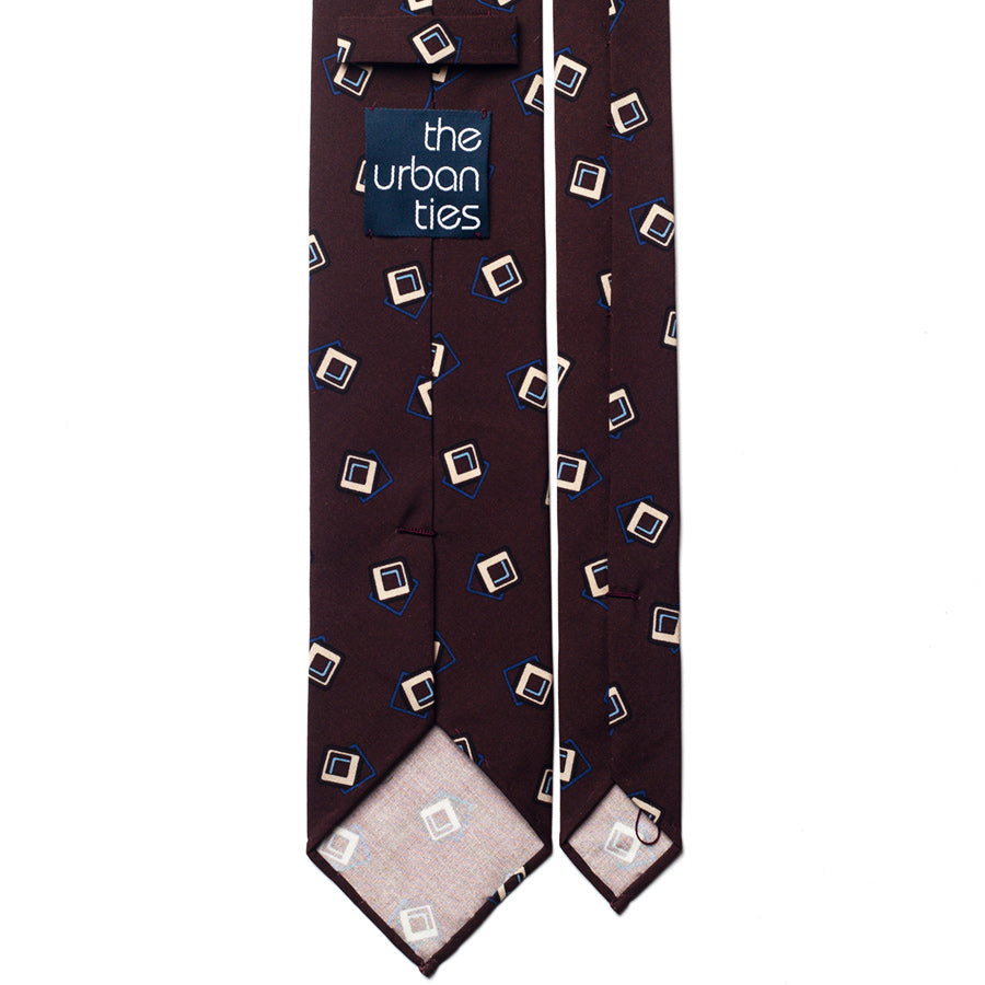 geometric silk tie – burgundy & ivory – reverse view