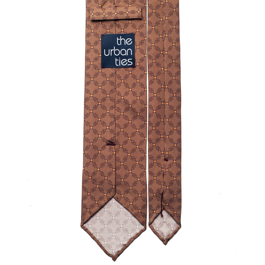 equestrian printed silk tie – copper – reverse view