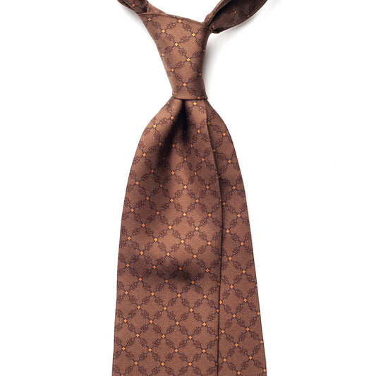 equestrian printed silk tie – copper – front view