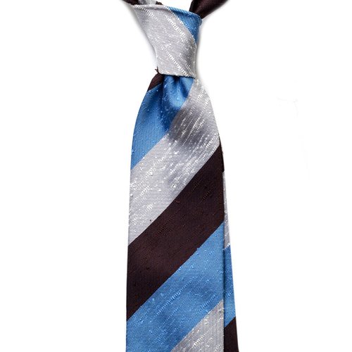 BLOCK STRIPE SHANTUNG SILK TIE