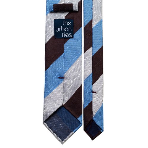 BLOCK STRIPE SHANTUNG SILK TIE